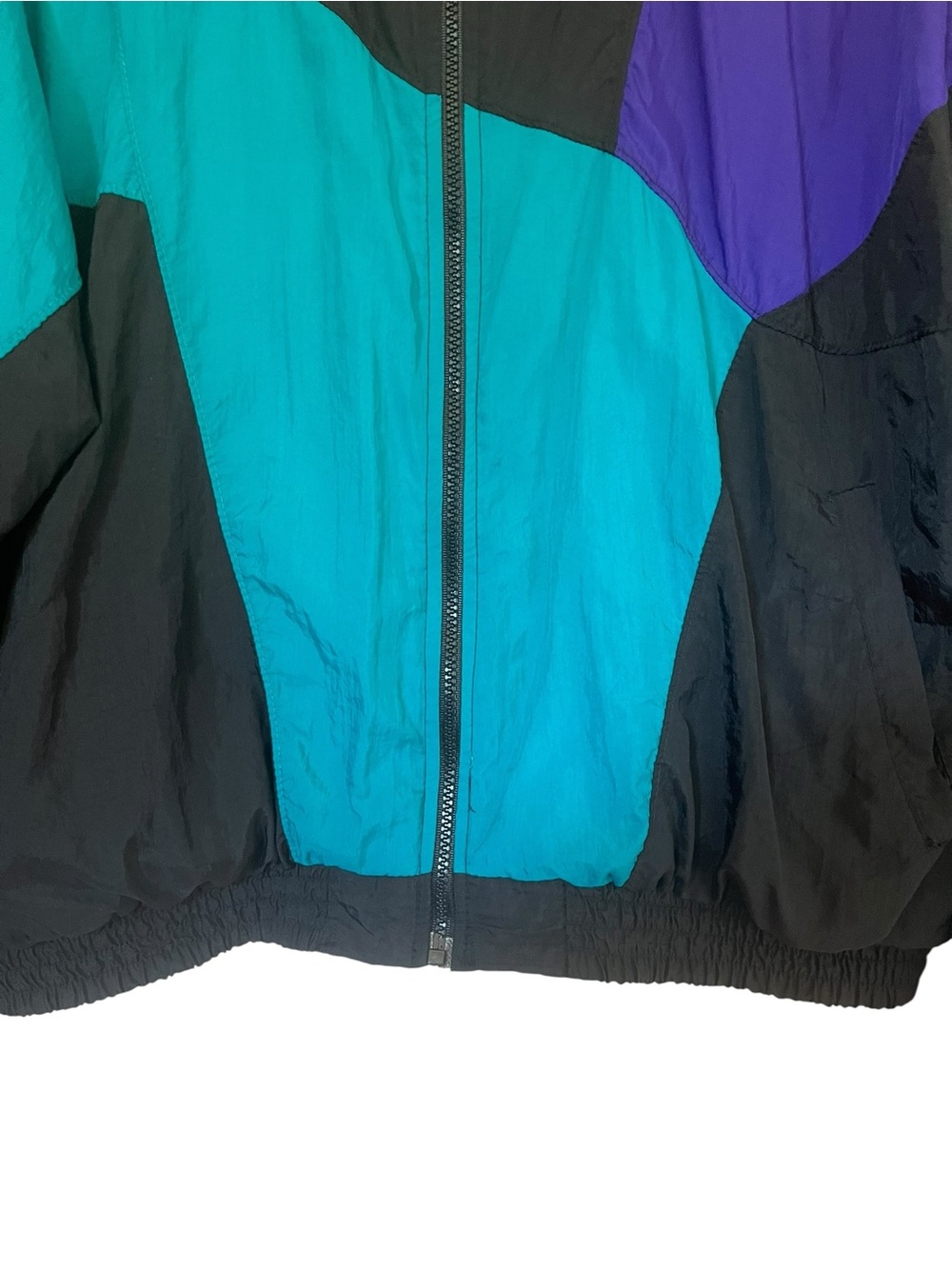 Vintage Puma Colorblock Windbreaker XL 90s Teal Purple Black - Picture 4 of 15